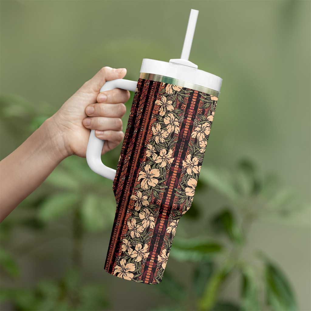 Hawaii Hibiscus Tumbler With Handle Retro Style - Polynesian Pride