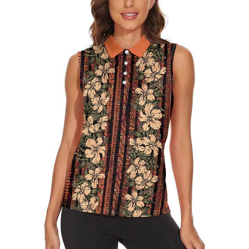 Hawaii Hibiscus Women Sleeveless Polo Shirt Retro Style - Polynesian Pride