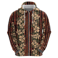 Hawaii Hibiscus Zip Hoodie Retro Style - Polynesian Pride