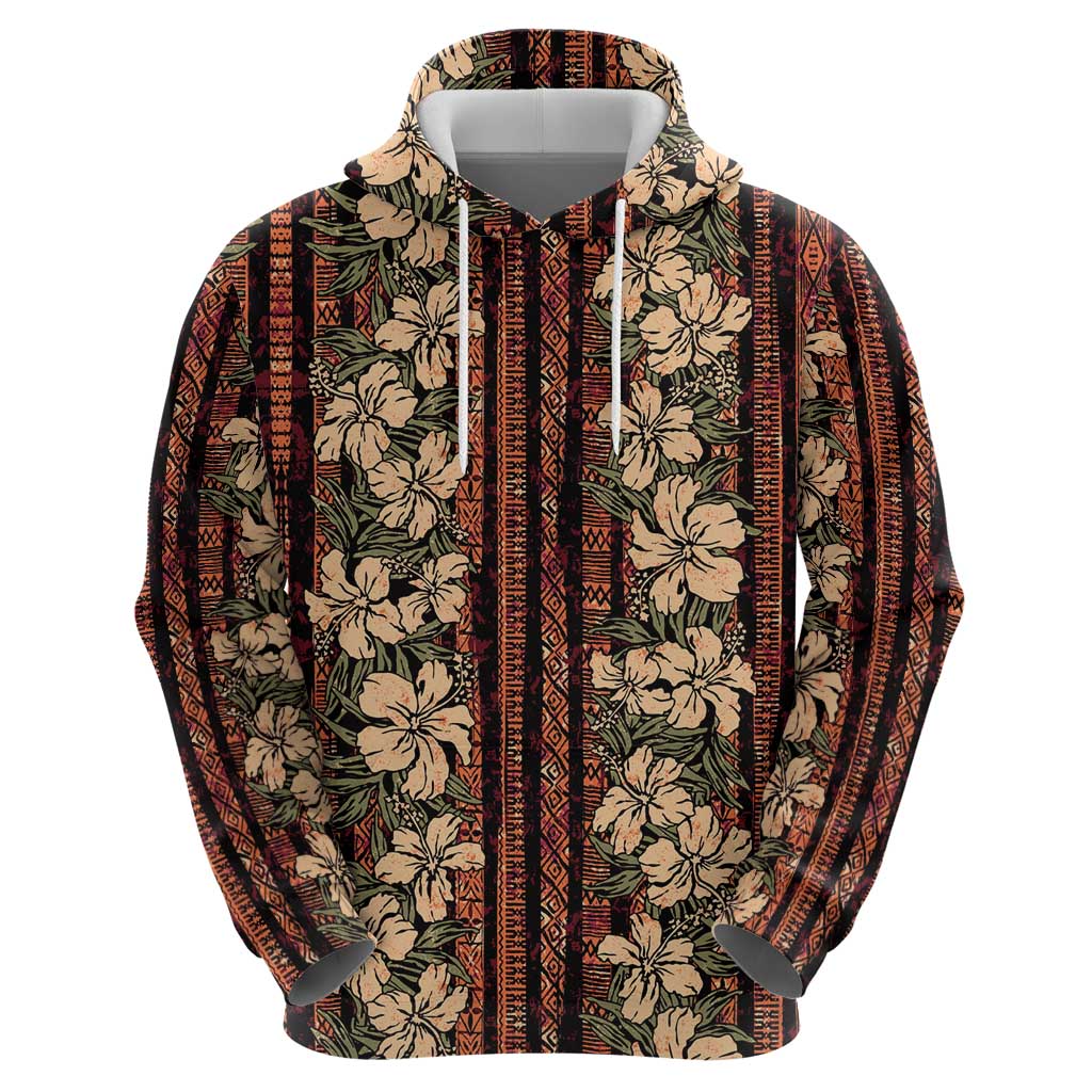 Hawaii Hibiscus Zip Hoodie Retro Style - Polynesian Pride
