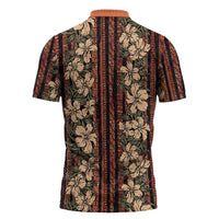 Hawaii Hibiscus Zipper Polo Shirt Retro Style - Polynesian Pride