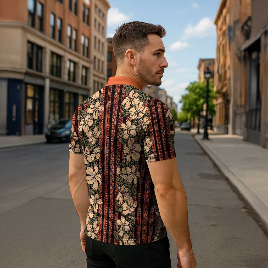 Hawaii Hibiscus Zipper Polo Shirt Retro Style - Polynesian Pride