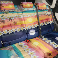 Hawaii Beach Landscape Time-Lapse Back Car Seat Cover Tropical Plumeria Flowers - Polynesian Pride
