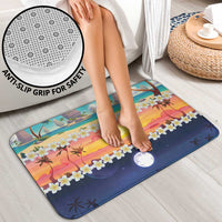 Hawaii Beach Landscape Time-Lapse Bathroom Set Tropical Plumeria Flowers - Polynesian Pride