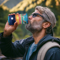 Hawaii Beach Landscape Time-Lapse 4 in 1 Can Cooler Tumbler Tropical Plumeria Flowers - Polynesian Pride