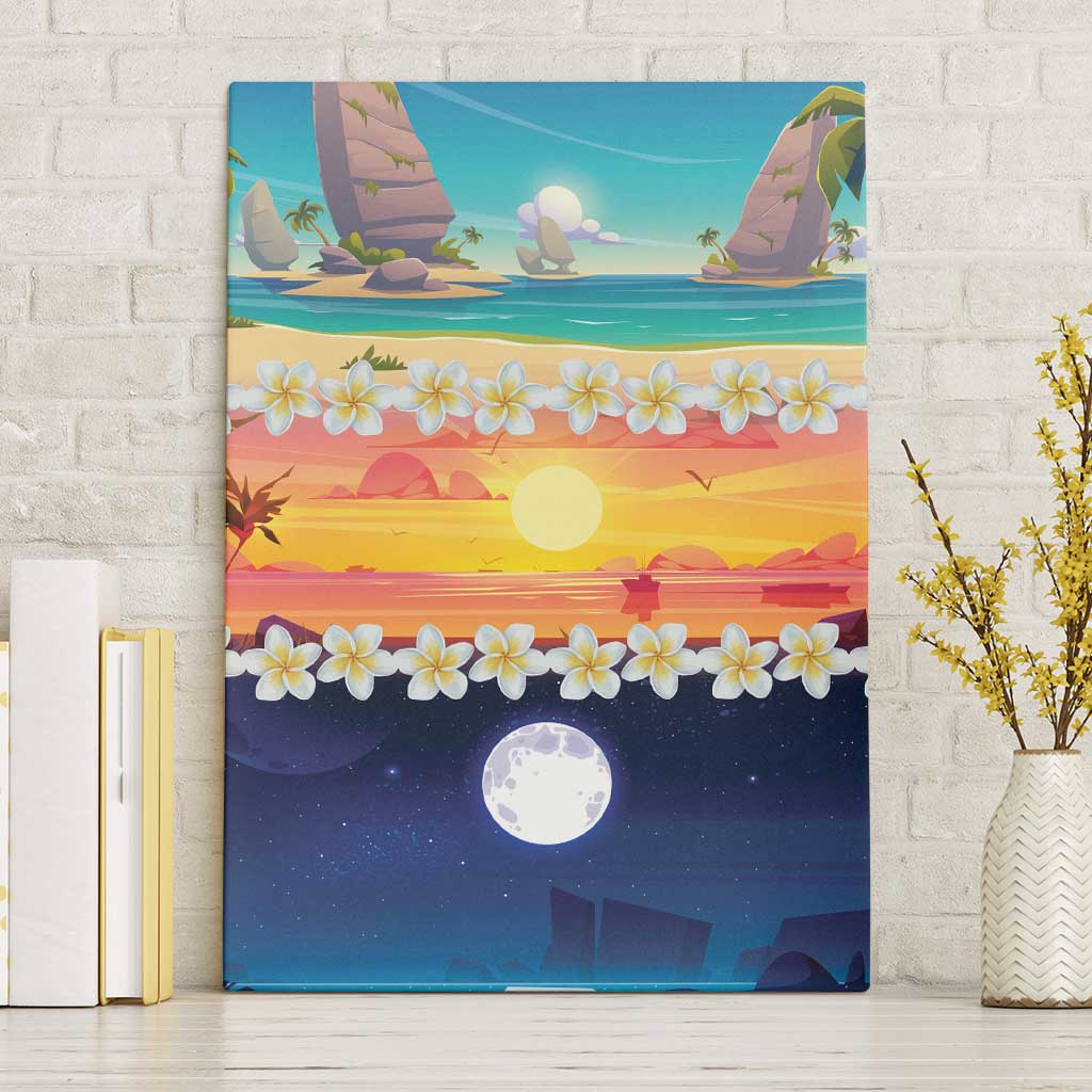 Hawaii Beach Landscape Time-Lapse Canvas Wall Art Tropical Plumeria Flowers - Polynesian Pride