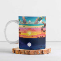 Hawaii Beach Landscape Time-Lapse Ceramic Mug Tropical Plumeria Flowers - Polynesian Pride
