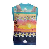 Hawaii Beach Landscape Time-Lapse Christmas Knitted V-Neck Vest Tropical Plumeria Flowers - Polynesian Pride
