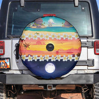 Hawaii Beach Landscape Time-Lapse Spare Tire Cover Tropical Plumeria Flowers - Polynesian Pride