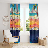 Hawaii Beach Landscape Time-Lapse Window Curtain Tropical Plumeria Flowers - Polynesian Pride