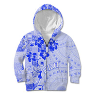 Fiji Masi With Hibiscus Tapa Tribal Kid Hoodie Blue Pastel LT01 - Polynesian Pride