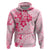 Fiji Masi With Hibiscus Tapa Tribal Hoodie Pink Pastel LT01 Pullover Hoodie Pink - Polynesian Pride