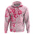 Fiji Masi With Hibiscus Tapa Tribal Hoodie Pink Pastel LT01 Zip Hoodie Pink - Polynesian Pride