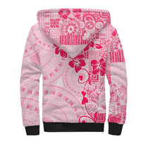 Fiji Masi With Hibiscus Tapa Tribal Sherpa Hoodie Pink Pastel LT01 - Polynesian Pride