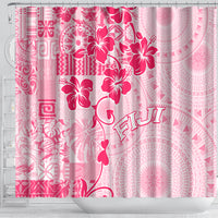 Fiji Masi With Hibiscus Tapa Tribal Shower Curtain Pink Pastel LT01 - Polynesian Pride