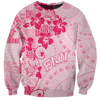 Fiji Masi With Hibiscus Tapa Tribal Sweatshirt Pink Pastel LT01 Unisex Pink - Polynesian Pride