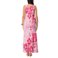Fiji Masi With Hibiscus Tapa Tribal Tank Maxi Dress Pink Pastel LT01 - Polynesian Pride