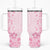 Fiji Masi With Hibiscus Tapa Tribal Tumbler With Handle Pink Pastel