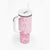 Fiji Masi With Hibiscus Tapa Tribal Tumbler With Handle Pink Pastel