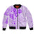 Fiji Masi With Hibiscus Tapa Tribal Bomber Jacket Purple Pastel LT01 Unisex Purple - Polynesian Pride