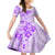 Fiji Masi With Hibiscus Tapa Tribal Kid Short Sleeve Dress Purple Pastel LT01 KID Purple - Polynesian Pride
