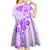 Fiji Masi With Hibiscus Tapa Tribal Kid Short Sleeve Dress Purple Pastel LT01 - Polynesian Pride