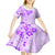 Fiji Masi With Hibiscus Tapa Tribal Kid Short Sleeve Dress Purple Pastel LT01 - Polynesian Pride