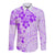 Fiji Masi With Hibiscus Tapa Tribal Long Sleeve Button Shirt Purple Pastel LT01 Unisex Purple - Polynesian Pride