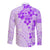Fiji Masi With Hibiscus Tapa Tribal Long Sleeve Button Shirt Purple Pastel LT01 - Polynesian Pride