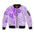 Fiji Masi With Hibiscus Tapa Tribal Sleeve Zip Bomber Jacket Purple Pastel LT01 Unisex Purple - Polynesian Pride