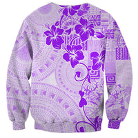 Fiji Masi With Hibiscus Tapa Tribal Sweatshirt Purple Pastel LT01 - Polynesian Pride