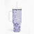 Fiji Masi With Hibiscus Tapa Tribal Tumbler With Handle Purple Pastel