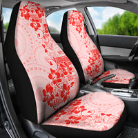 Fiji Masi With Hibiscus Tapa Tribal Car Seat Cover Red Pastel LT01 - Polynesian Pride