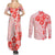 Fiji Masi With Hibiscus Tapa Tribal Couples Matching Summer Maxi Dress and Long Sleeve Button Shirt Red Pastel LT01 - Polynesian Pride