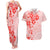 Fiji Masi With Hibiscus Tapa Tribal Couples Matching Tank Maxi Dress and Hawaiian Shirt Red Pastel LT01 Red - Polynesian Pride