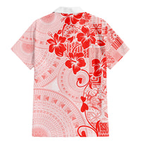 Fiji Masi With Hibiscus Tapa Tribal Family Matching Mermaid Dress and Hawaiian Shirt Red Pastel LT01 - Polynesian Pride