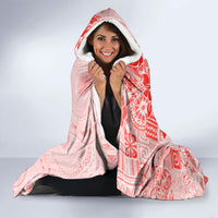 Fiji Masi With Hibiscus Tapa Tribal Hooded Blanket Red Pastel LT01 - Polynesian Pride