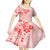 Fiji Masi With Hibiscus Tapa Tribal Kid Short Sleeve Dress Red Pastel LT01 - Polynesian Pride