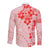 Fiji Masi With Hibiscus Tapa Tribal Long Sleeve Button Shirt Red Pastel LT01 - Polynesian Pride