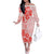 Fiji Masi With Hibiscus Tapa Tribal Off The Shoulder Long Sleeve Dress Red Pastel LT01 Women Red - Polynesian Pride