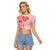 Fiji Masi With Hibiscus Tapa Tribal Raglan Cropped T Shirt Red Pastel LT01 Female Red - Polynesian Pride