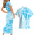 Fiji Masi With Hibiscus Tapa Tribal Couples Matching Short Sleeve Bodycon Dress and Hawaiian Shirt Sky Blue Pastel LT01 - Polynesian Pride