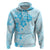 Fiji Masi With Hibiscus Tapa Tribal Hoodie Sky Blue Pastel LT01 Pullover Hoodie Blue - Polynesian Pride