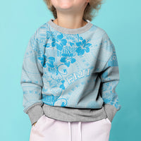 Fiji Masi With Hibiscus Tapa Tribal Kid Ugly Christmas Sweater Sky Blue Pastel LT01 - Polynesian Pride