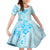 Fiji Masi With Hibiscus Tapa Tribal Kid Short Sleeve Dress Sky Blue Pastel LT01 KID Blue - Polynesian Pride