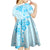 Fiji Masi With Hibiscus Tapa Tribal Kid Short Sleeve Dress Sky Blue Pastel LT01 - Polynesian Pride