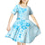 Fiji Masi With Hibiscus Tapa Tribal Kid Short Sleeve Dress Sky Blue Pastel LT01 - Polynesian Pride