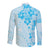 Fiji Masi With Hibiscus Tapa Tribal Long Sleeve Button Shirt Sky Blue Pastel LT01 - Polynesian Pride