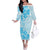 Fiji Masi With Hibiscus Tapa Tribal Off The Shoulder Long Sleeve Dress Sky Blue Pastel LT01 Women Blue - Polynesian Pride