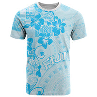 Fiji Masi With Hibiscus Tapa Tribal T Shirt Sky Blue Pastel LT01 Blue - Polynesian Pride